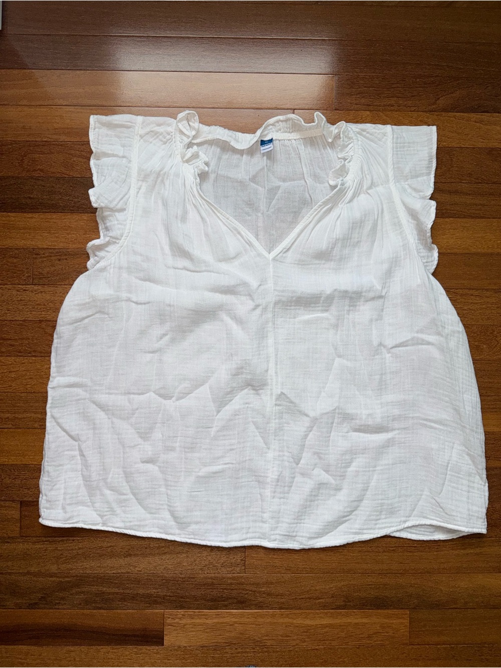 Old Navy White Ruffled V-Neck Flutter Sleeve Top